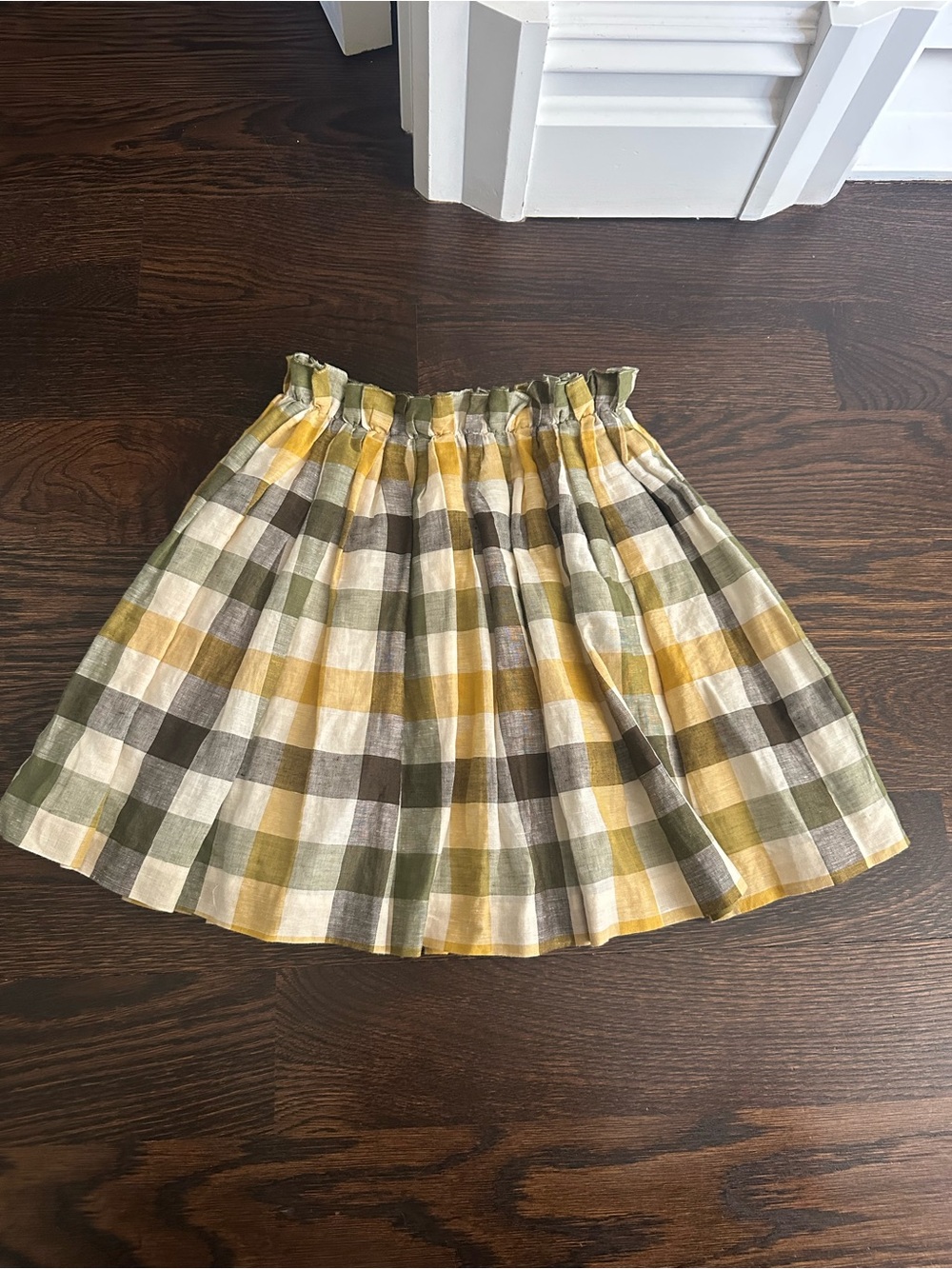 Bonpoint Yellow, Green and Cream Plaid Circle Skirt